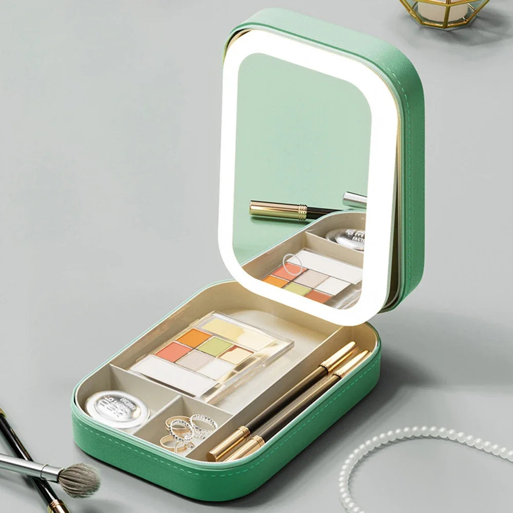 Estuche de maquillaje con espejo y luz led