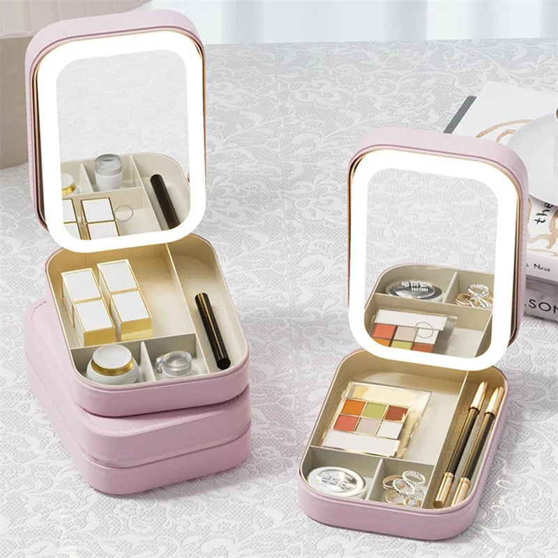 Estuche de maquillaje con espejo y luz led