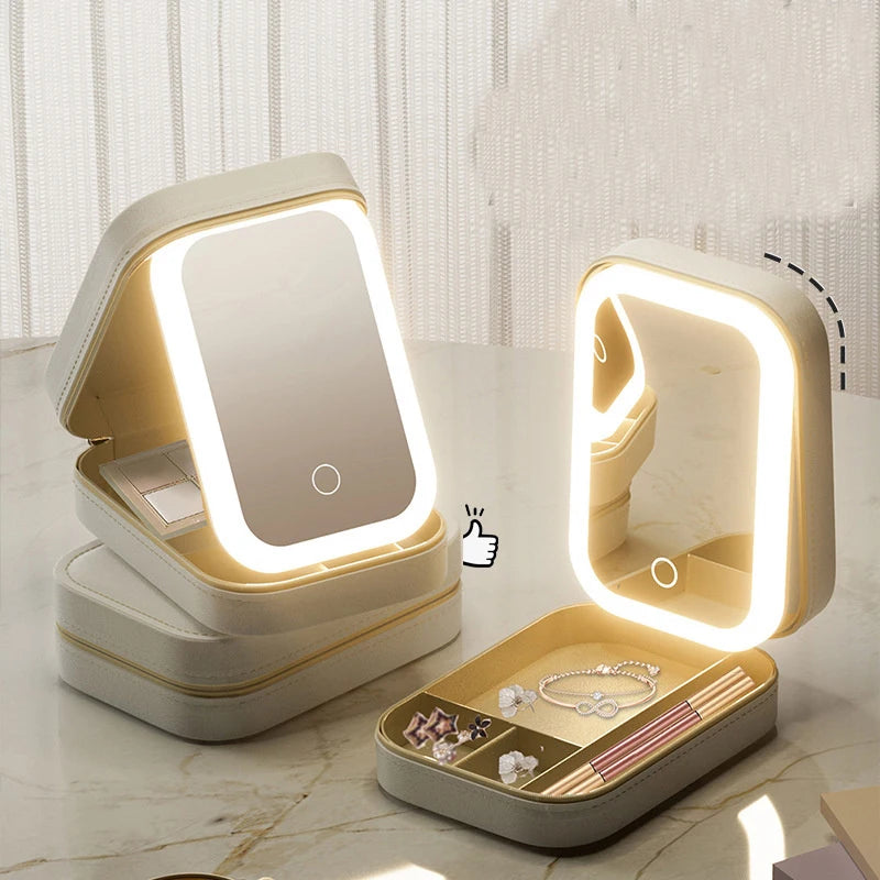 Estuche de maquillaje con espejo y luz led
