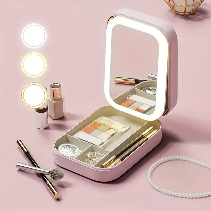 Estuche de maquillaje con espejo y luz led