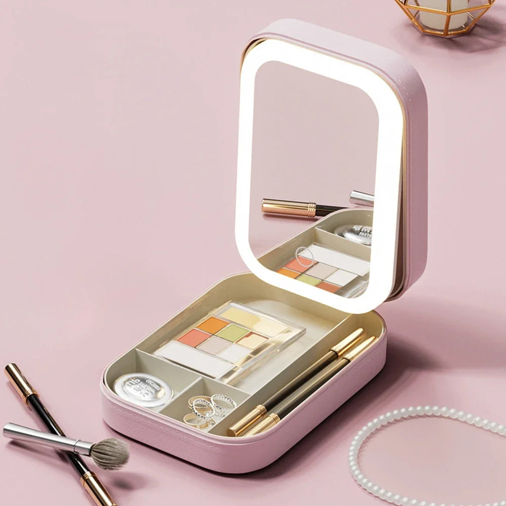 Estuche de maquillaje con espejo y luz led