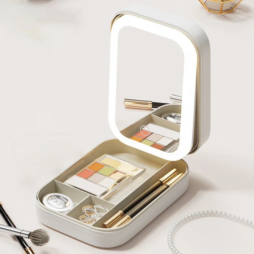 Estuche de maquillaje con espejo y luz led
