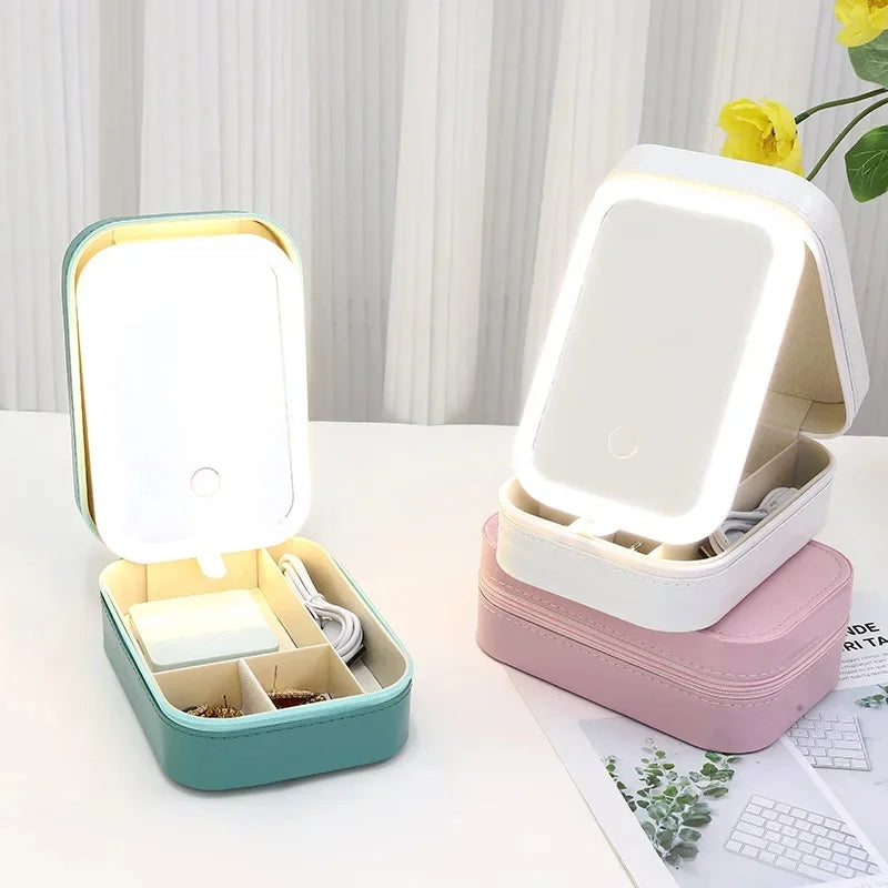 Estuche de maquillaje con espejo y luz led